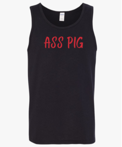 A black tank top with the words 