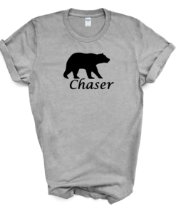 A t-shirt with the name chaser and an image of a bear.