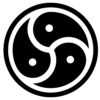 A black and white picture of an asian symbol.