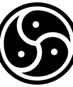 A white circle with three circles in it