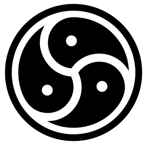 A white circle with three circles in it