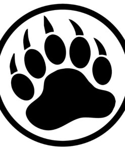 A bear paw in the center of a circle.