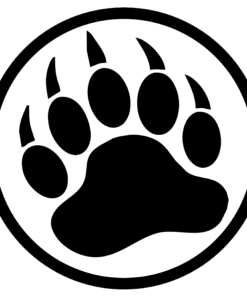 A bear paw in the center of a circle.