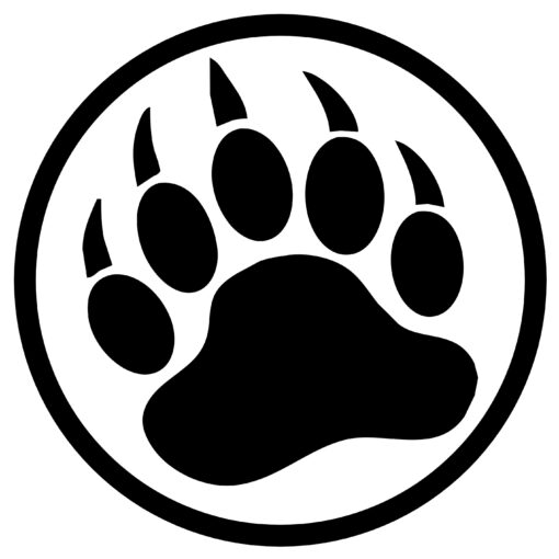 A bear paw in the center of a circle.