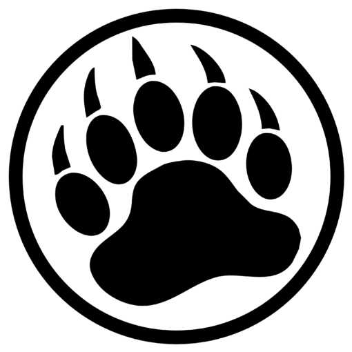 A bear paw in the center of a circle.