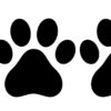 A black and white picture of two paws