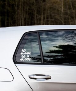 A car with the words 
