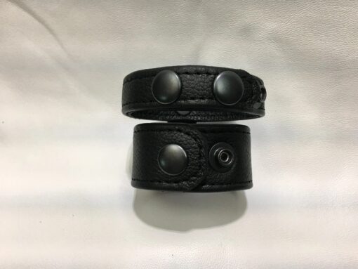 3 Snap Garment Leather Cockring w/Ball Stretcher - Image 2